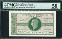 프랑스 France 1944, 1000 Francs, P107, PMG 58 AUNC 준미사용